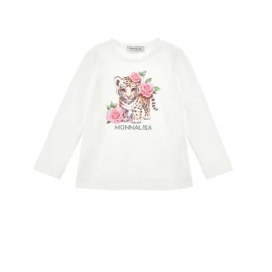 Monnalisa Langarmshirt mit Leopard & Rosenprint