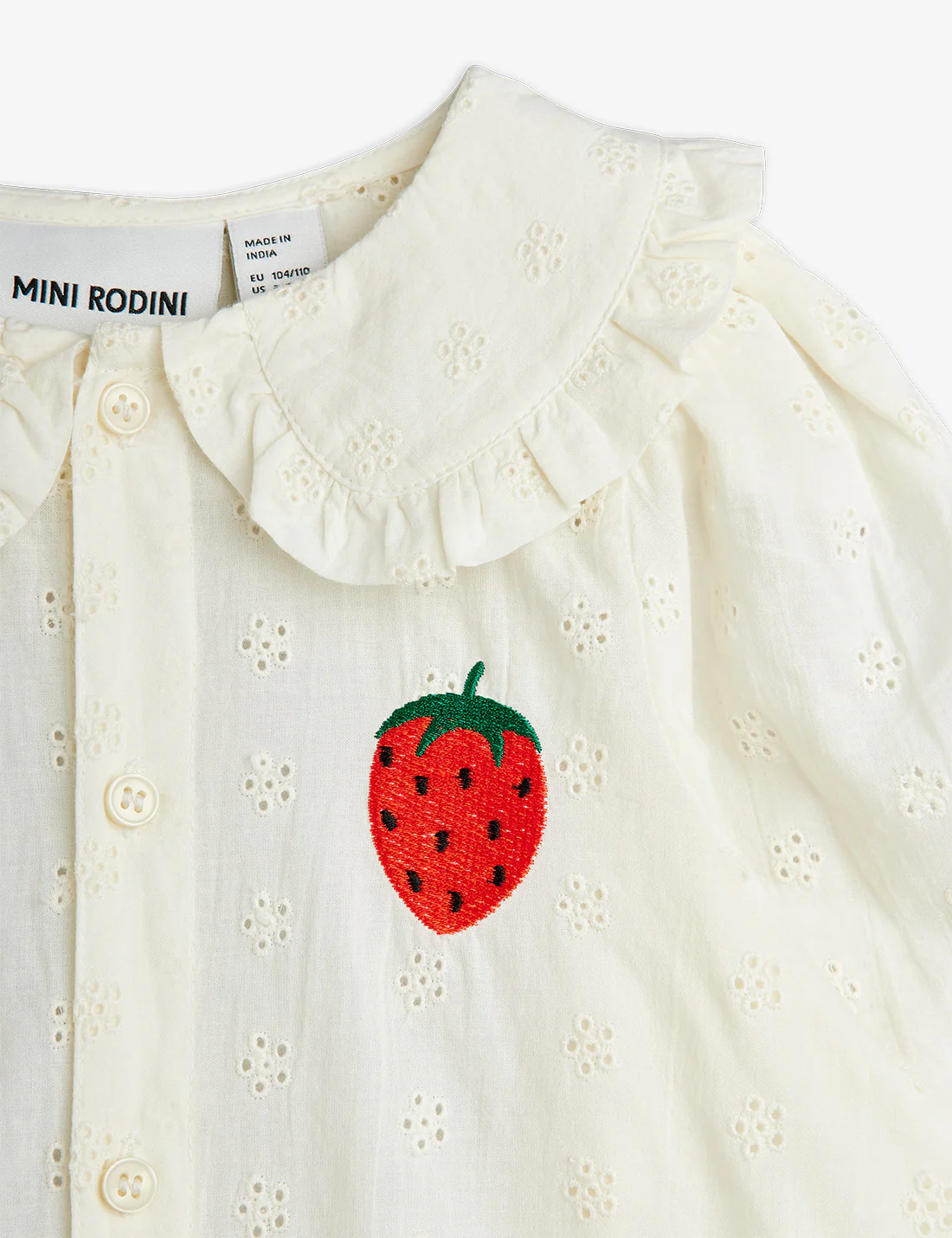 Mini Rodini Bluse mit Erdbeer-Stickerei – Bild 3