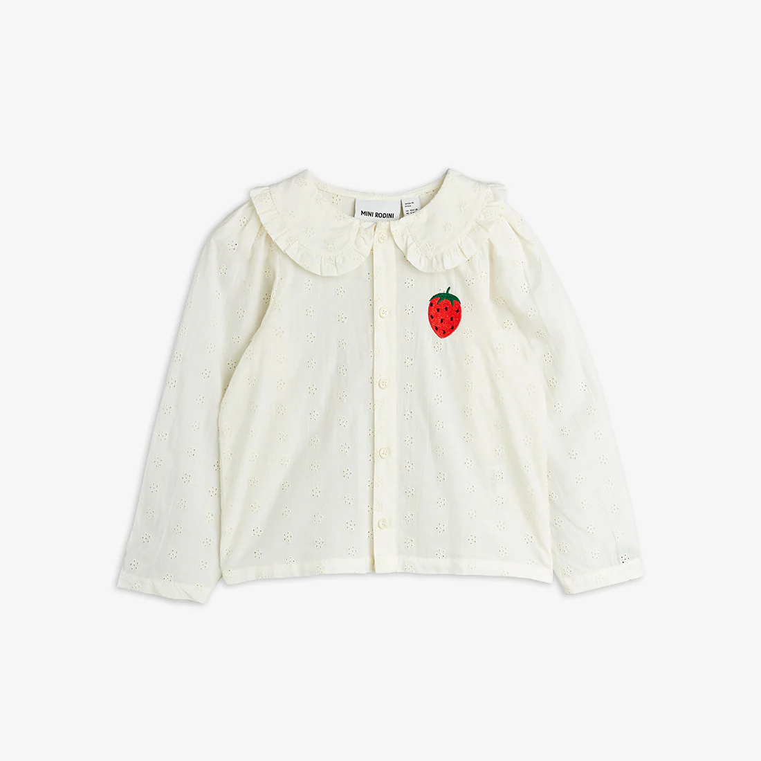 Mini Rodini Bluse mit Erdbeer-Stickerei