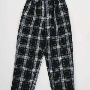 2 Pleats Trousers Check Print Navy