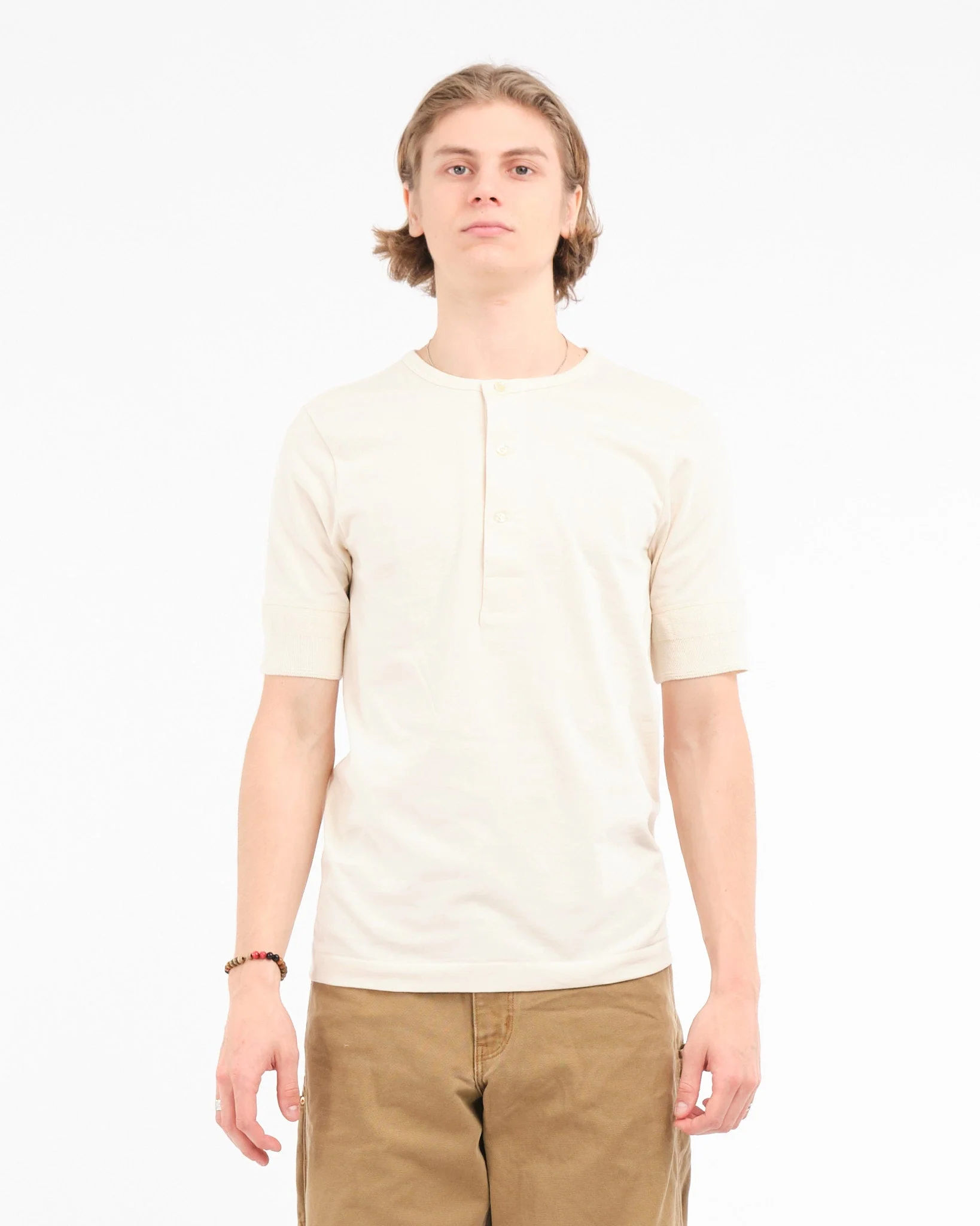 207 Men's Loopwheeled Henley 02 Nature – Bild 4