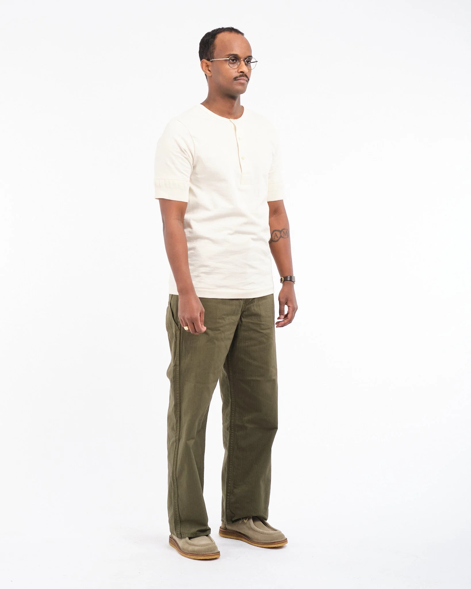 207 Men's Loopwheeled Henley 02 Nature – Bild 8