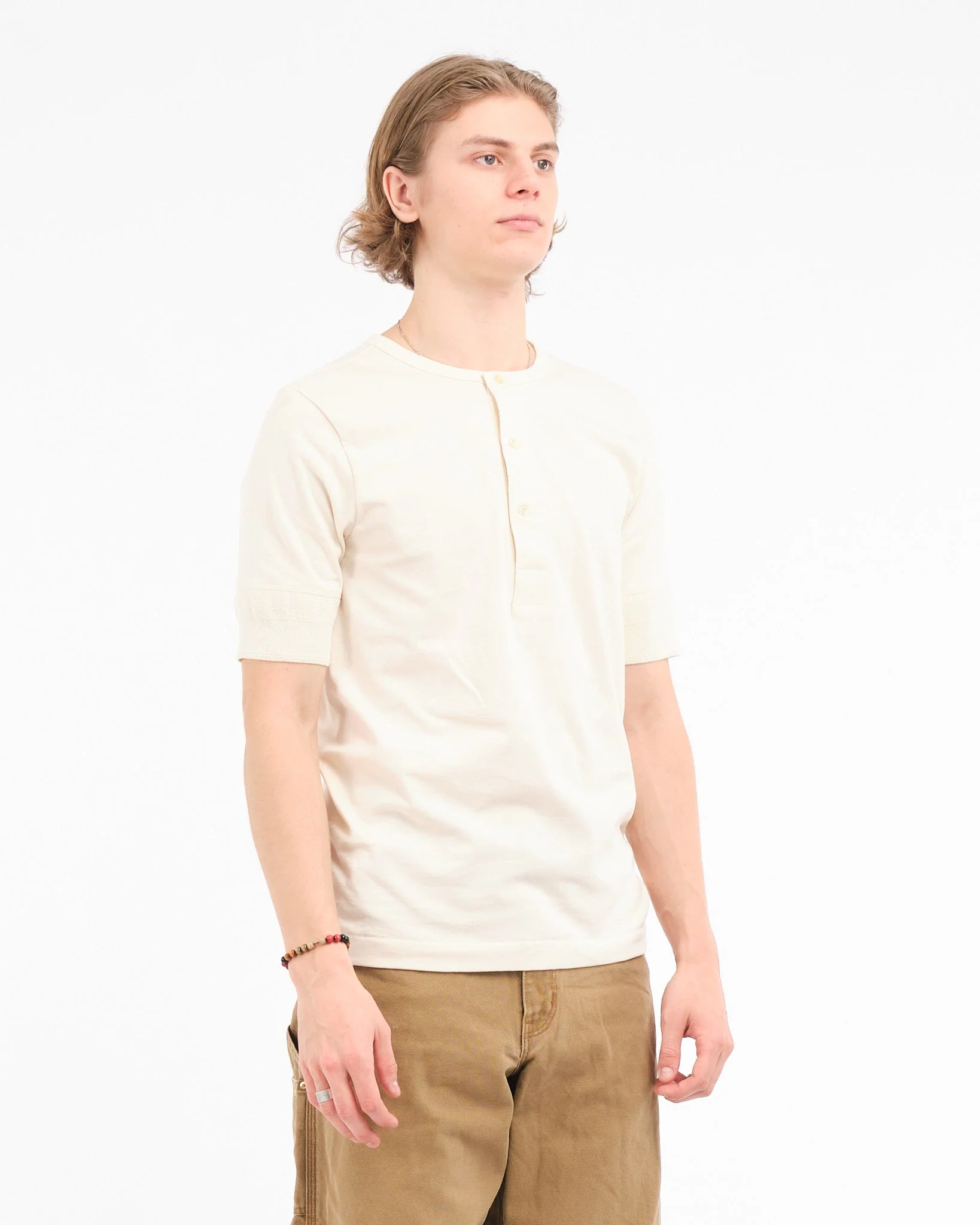 207 Men's Loopwheeled Henley 02 Nature – Bild 5