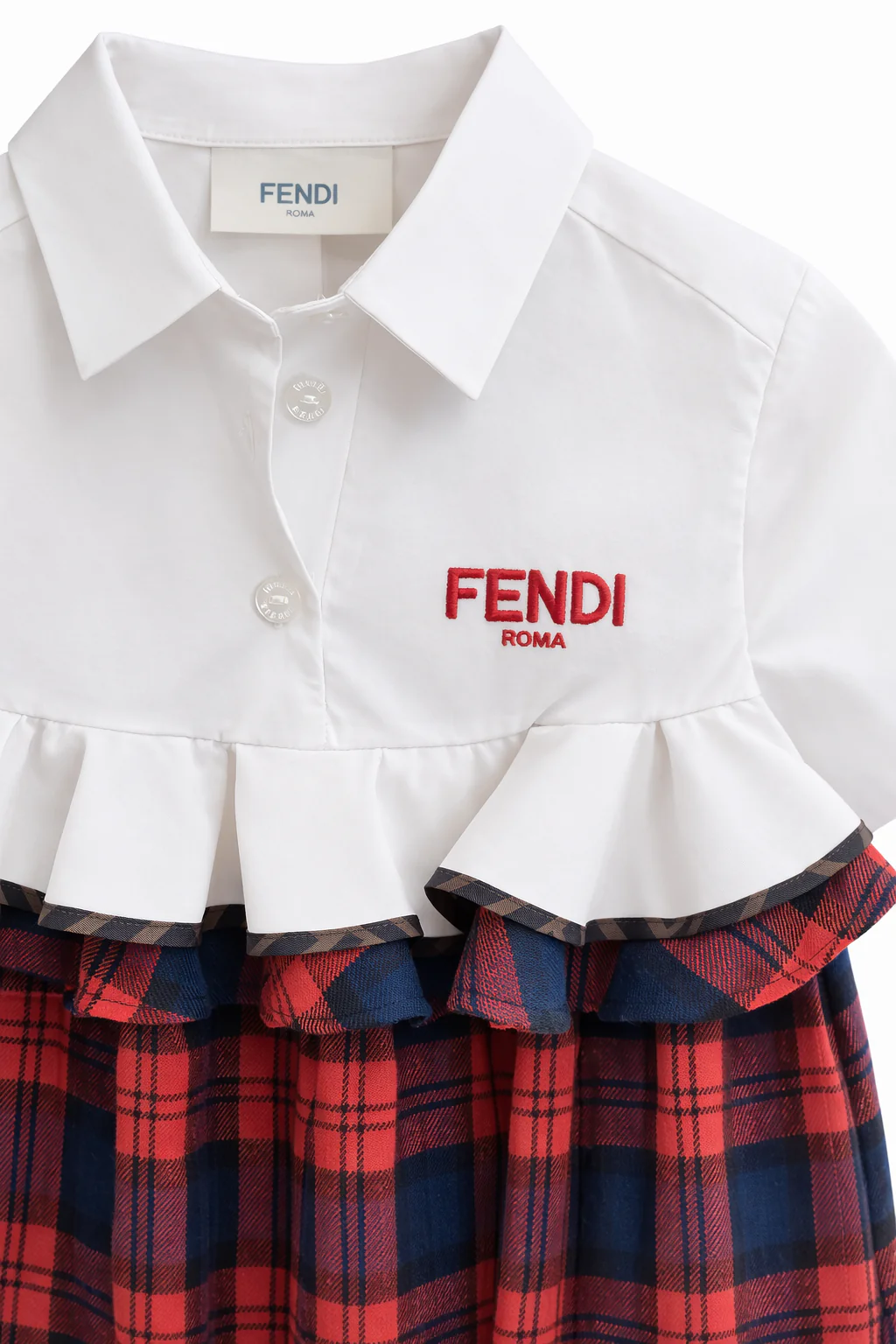Fendi Kids Kleid mit Blusenoberteil & Tartanrock – Bild 3