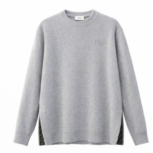 Fendi Kids Wollpullover mit Logo in Grau