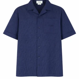 Fendi Kids Ff Cotton Jacquard Hemd