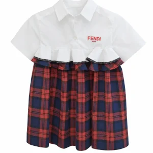 Fendi Kids Kleid mit Blusenoberteil & Tartanrock