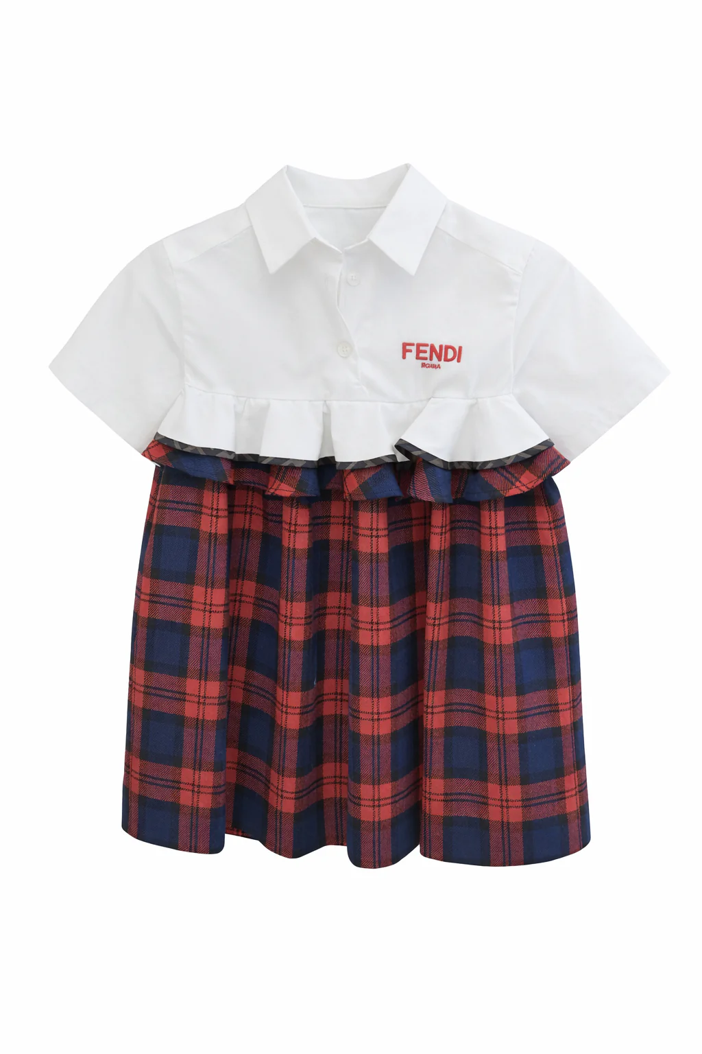 Fendi Kids Kleid mit Blusenoberteil & Tartanrock – Bild 2