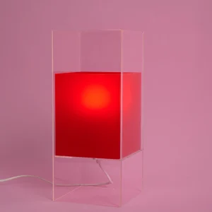 rote Acryl vintage Tischlampe