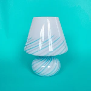 Blaue Murano Vintage Pilz Lampe mit Swirl