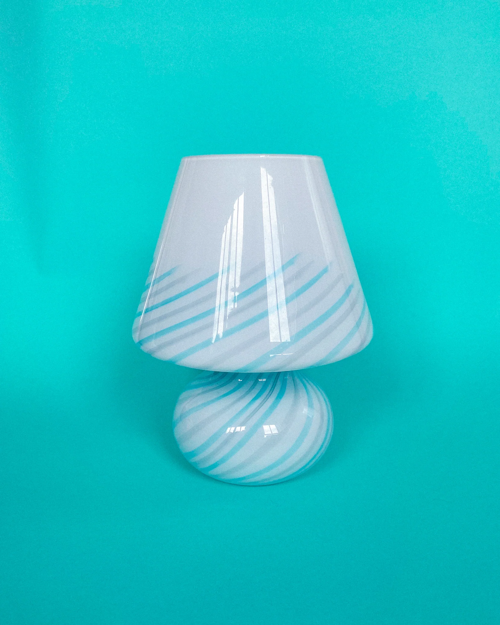 Blaue Murano Vintage Pilz Lampe mit Swirl – Bild 2