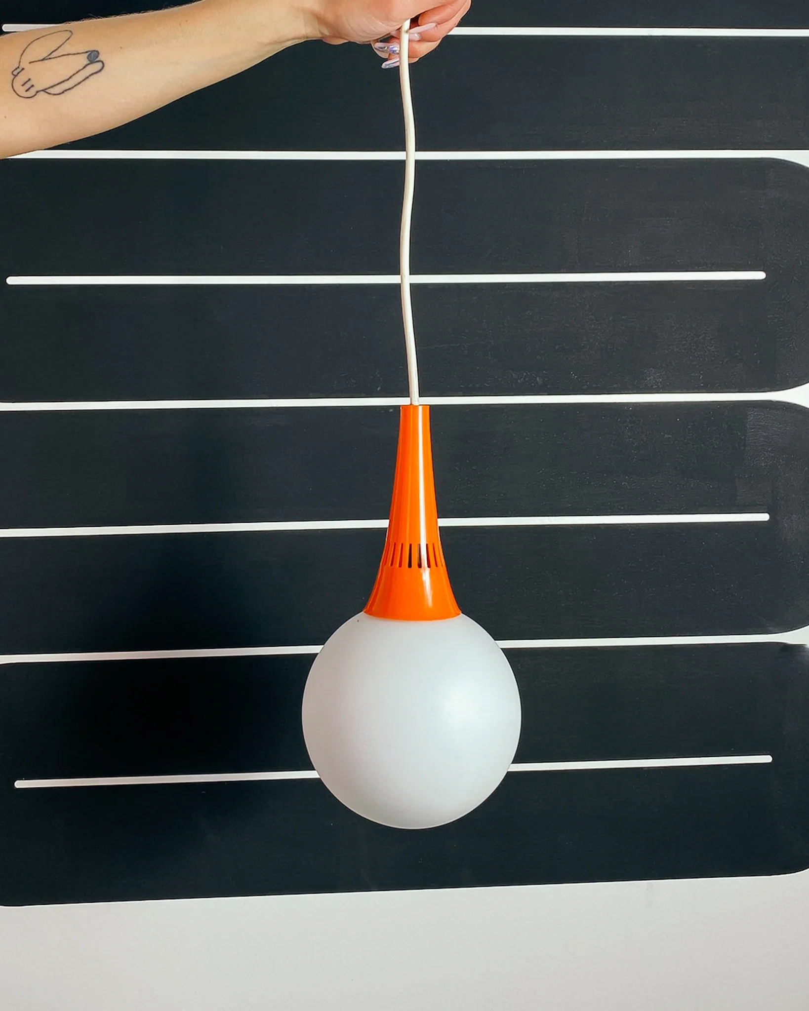 orangene vintage Pendel Lampe