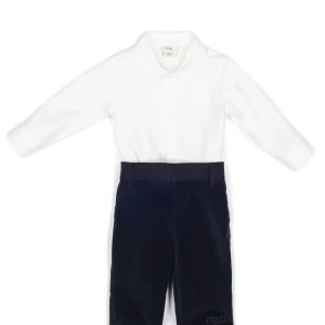 Fendi Kids Baby-Strampler mit Hemd-Optik