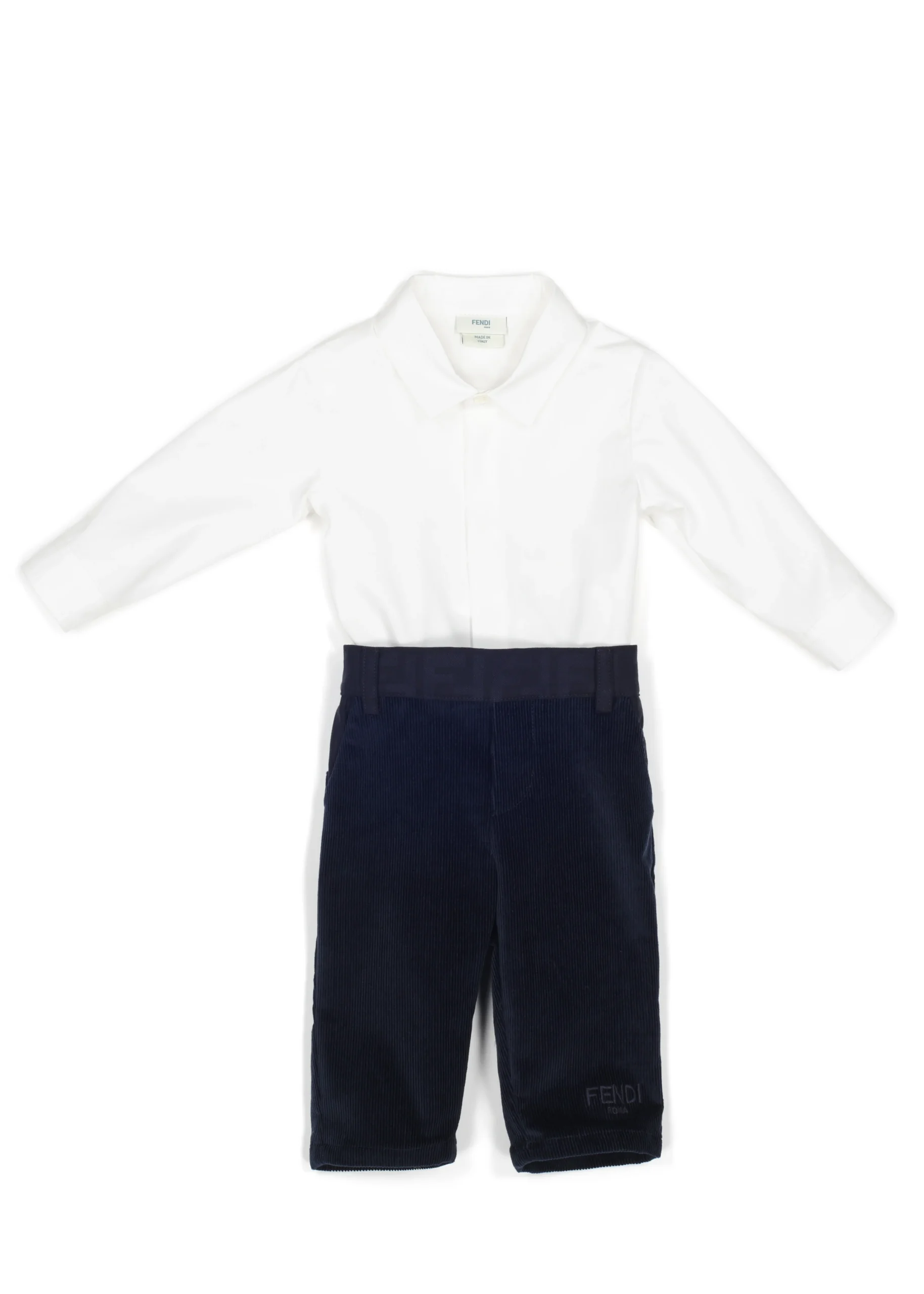 Fendi Kids Baby-Strampler mit Hemd-Optik