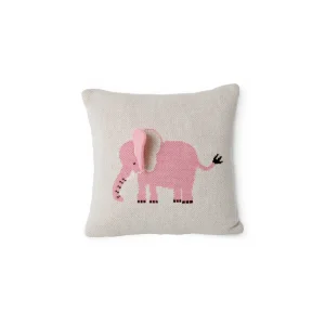 Rice by Rice Kinderkissen Elefant mit 3D-Details und Füllung – Rosa – Klein