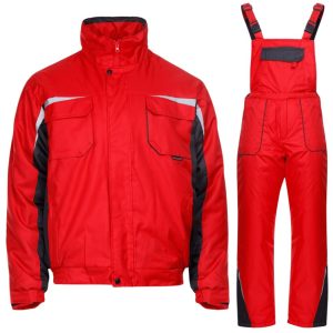 Gefütterte Arbeitsjacke mit Latzhose KASTOR WINTER RED