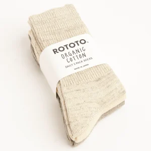 R1427 Organic Daily 3 Pack Crew Socks Ecru/Gray