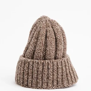 Rib Beanie Heather Brown