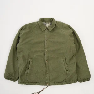 VINTAGE WASHED COACH JACKET WITH FLEECE LINING DARK OLIVE