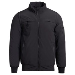 Gefütterte Softshelljacke PILOT PRO BLACK mit abnehmbaren Ärmeln